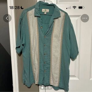 Vintage-Style Teal Short-Sleeve Button-Down Shirt by St. John's Bay